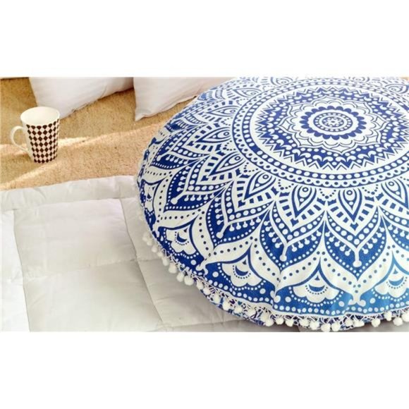Floor Pillow Cushion Cover -Hippie Mandala Cushion Cover Large Cotton-Pouf Cover - Picture 2 of 3